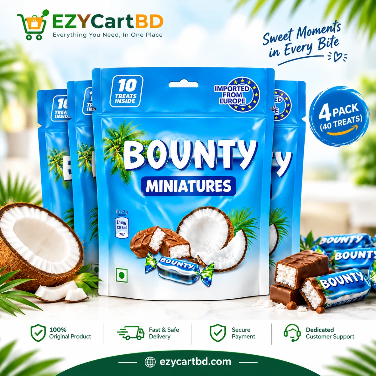 Bounty Miniatures Chocolate 100g 10pcs
