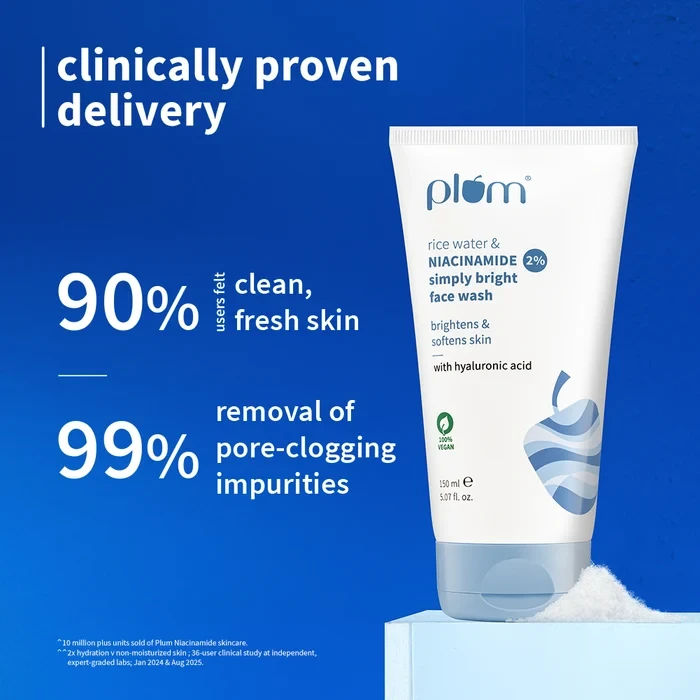 Plum Rice Water & 2% Niacinamide Simply Bright Face Wash| 100ml